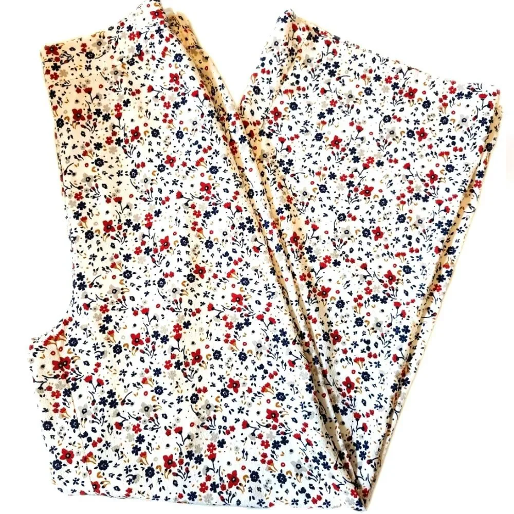 Japna silky polyester floral print palazzo wide leg pants - elastic waist Small